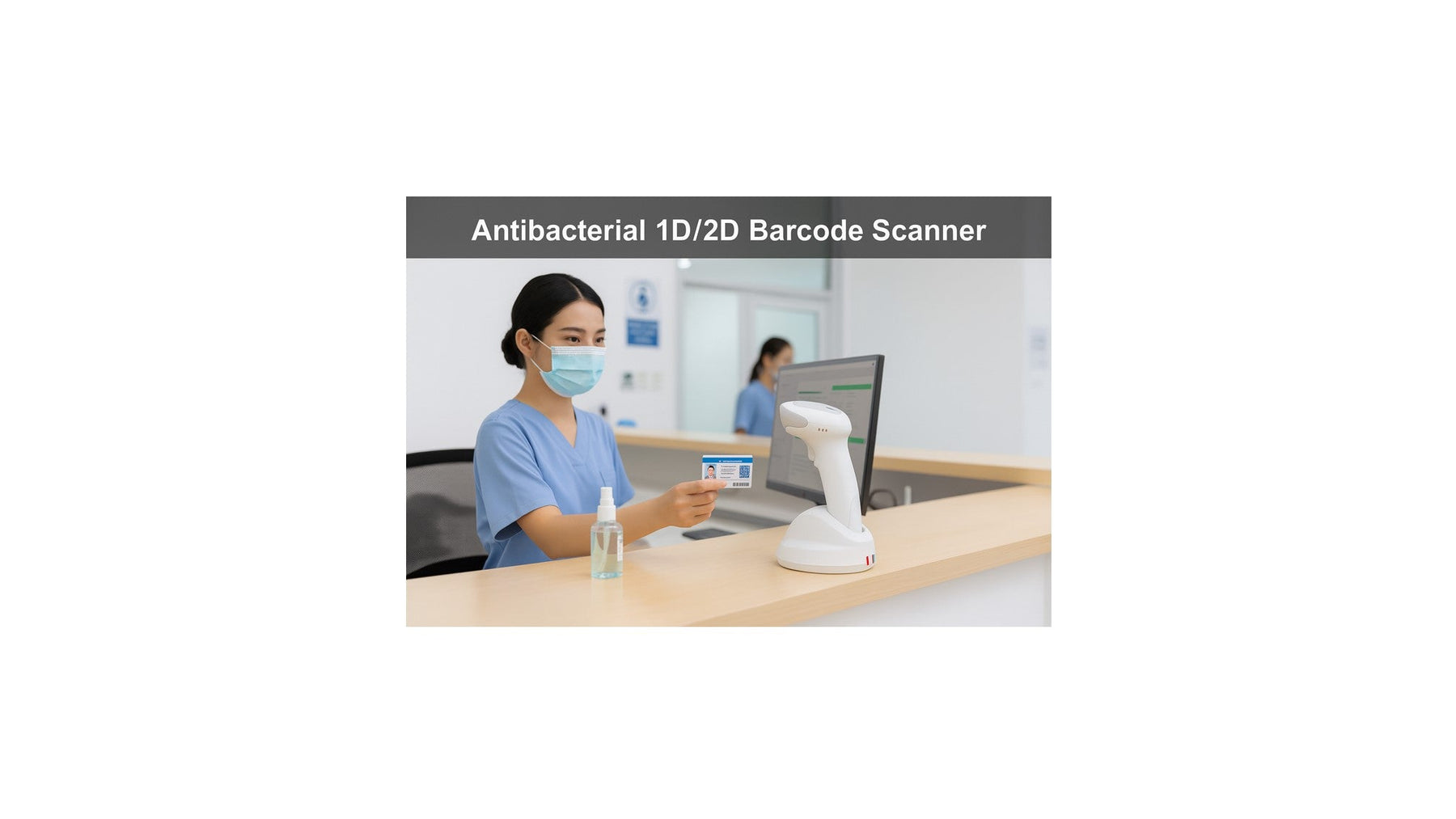 Antibacterial 1D/2D Barcode Scanner with Cradle Charging and Autosense